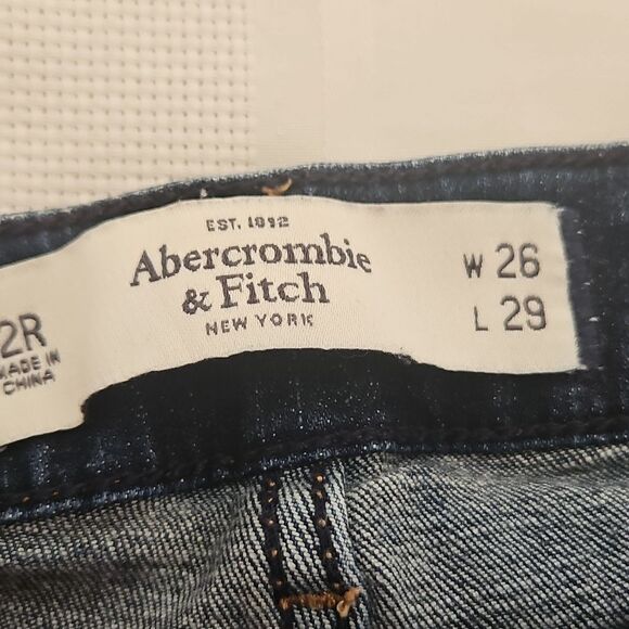 Abercrombie& Fitch Women's Mid-Rise Straight Leg Denim Jeans Dark Blue Washed 26 - Picture 5 of 16